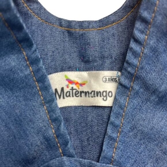 Maternango Mexican Blue Embroidered Toddler Dress Size 3 Years - Picture 4 of 7